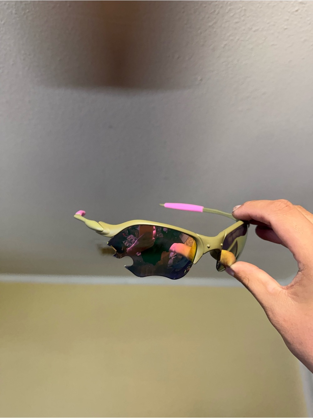 Oaks Olive Green and Pink Sport Sunglasses